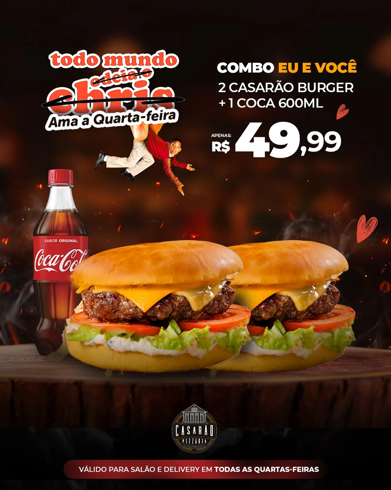 Promoção de combo lanche na quarta-feira — Casarão Pizzaria